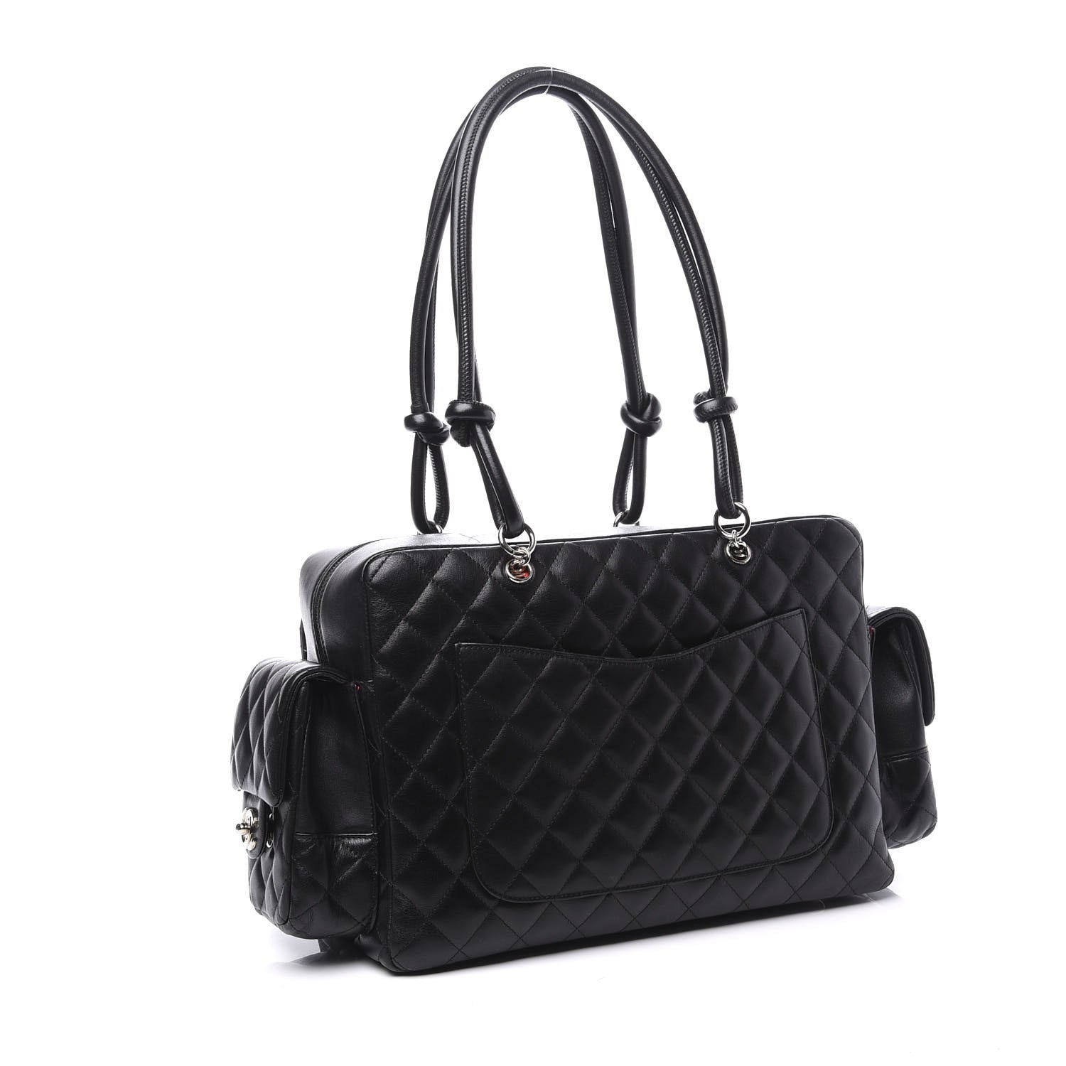 Chanel Calfskin Quilted Large Cambon Multipocket Reporter Black White 2 of 9