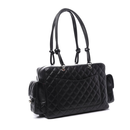 Chanel Calfskin Quilted Large Cambon Multipocket Reporter Black White 2 of 9