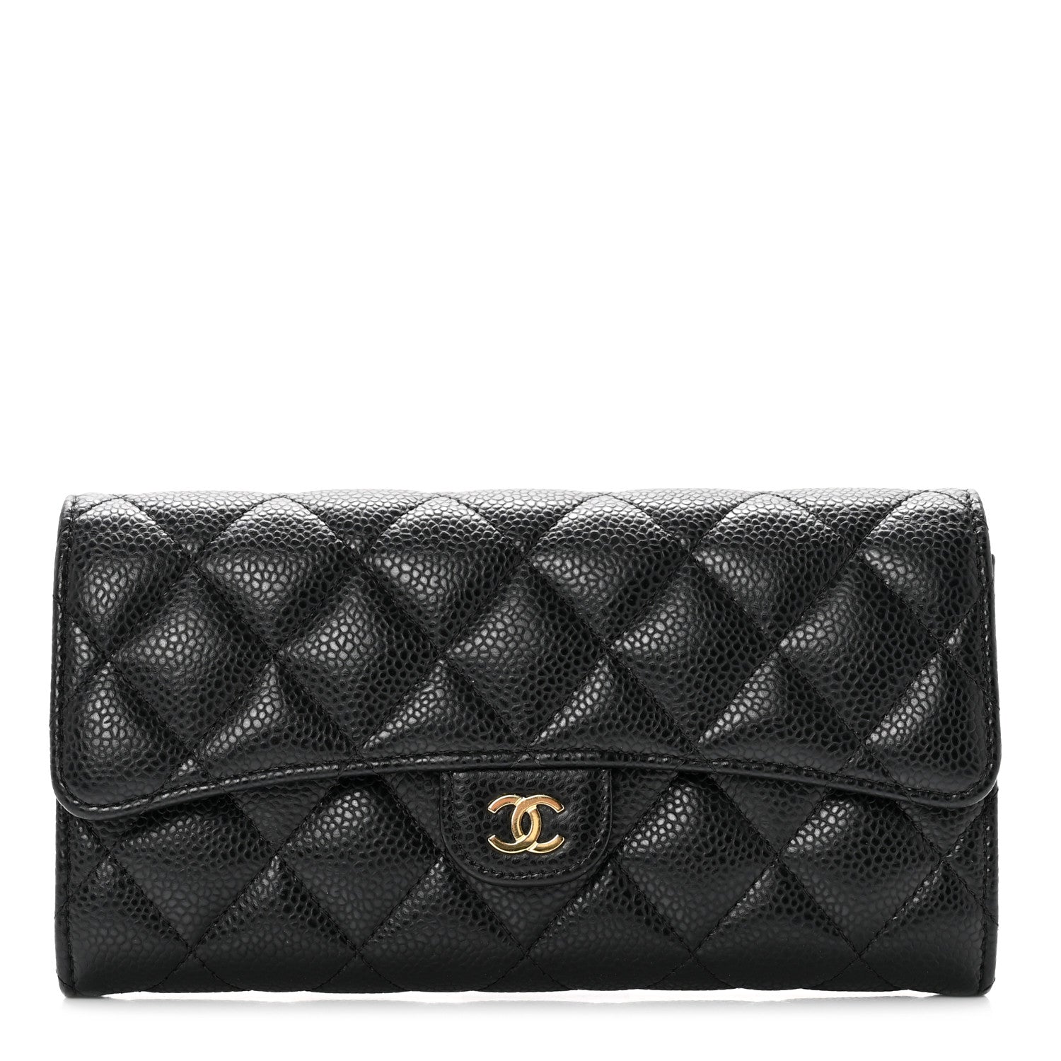 Chanel Caviar Quilted Large Gusset Flap Wallet Black 1 of 8