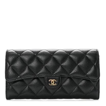 Chanel Caviar Quilted Large Gusset Flap Wallet Black 1 of 8