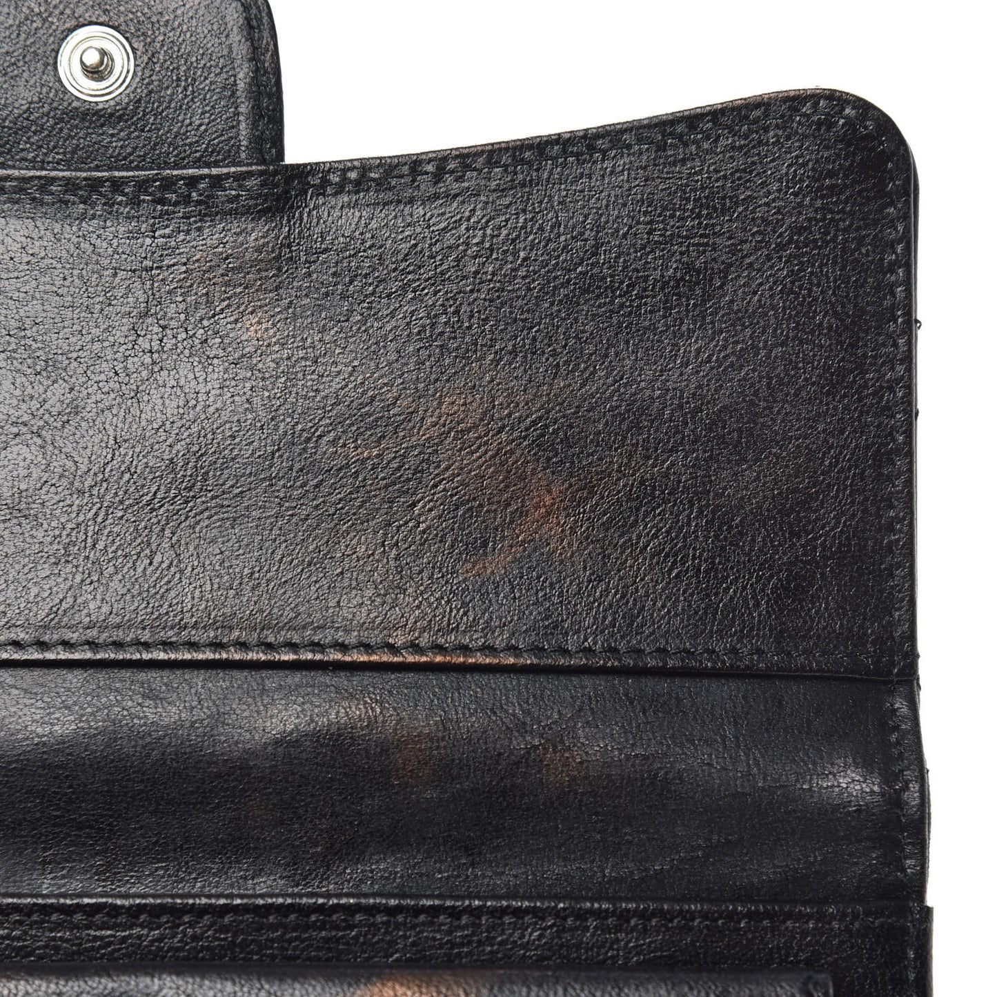 Calfskin Quilted Large Flap Wallet Black