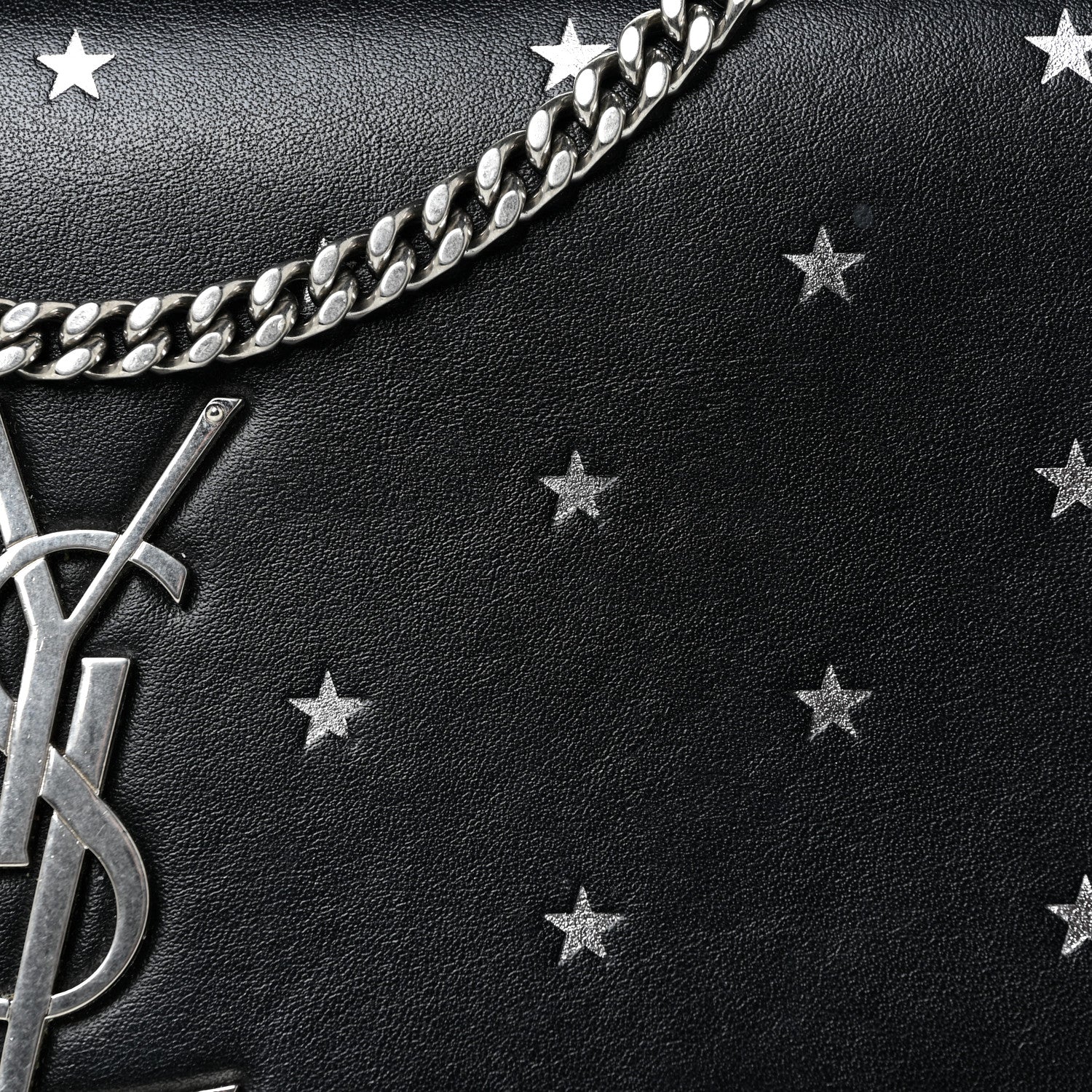 Saint Laurent Calfskin Star Print Medium Monogram Kate Satchel Black 8 of 18