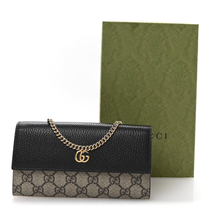 Gucci Dollar Calfskin GG Supreme Monogram Petite GG Marmont Wallet Chain Bag Black Beige Ebony 11 of 11