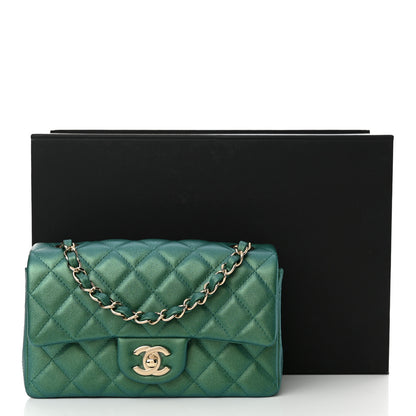 Chanel Lambskin Quilted Mini Rectangular Flap Dark Green 11 of 11