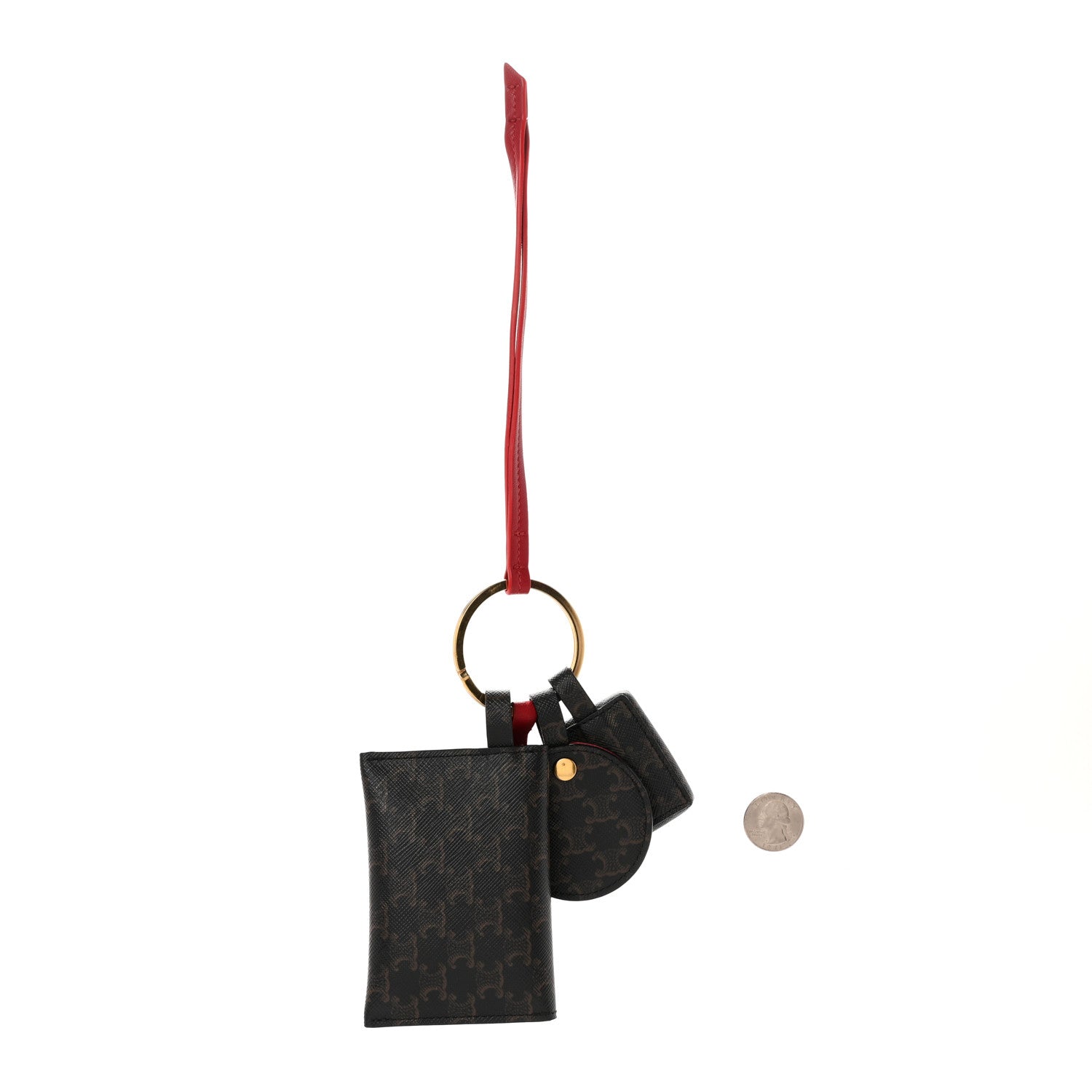 Celine Triomphe Lambskin Multi Key Ring Coin Card Case 2 of 8