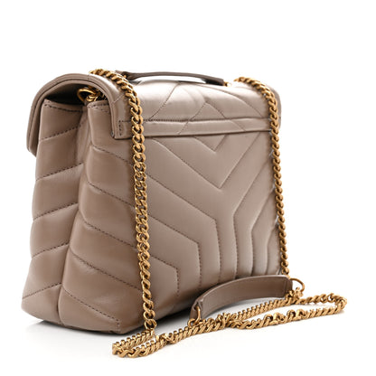 Saint Laurent Calfskin Y Quilted Monogram Small Loulou Chain Satchel Taupe 3 of 12
