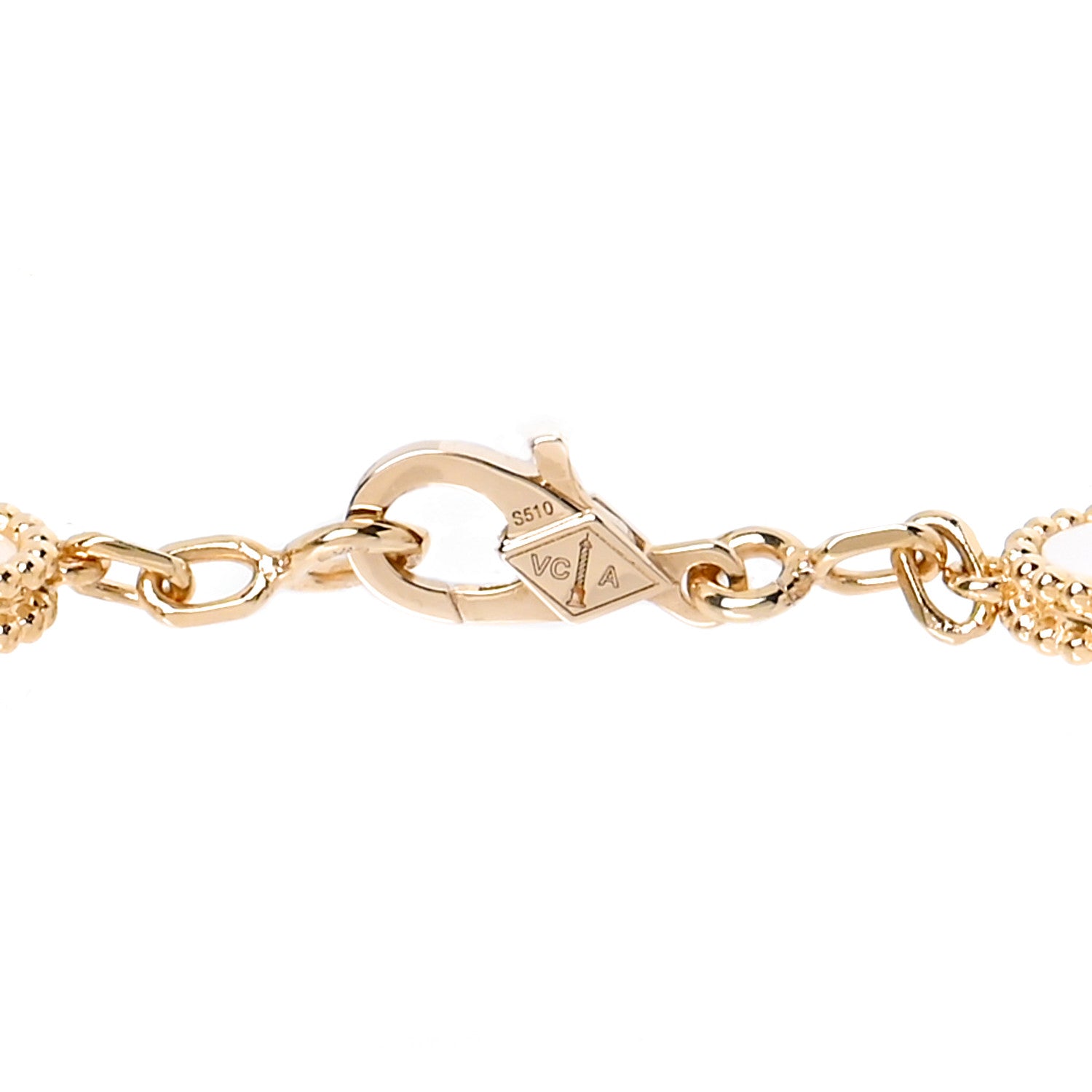 Van Cleef & Arpels 18K Yellow Gold Mother of Pearl 5 Motifs Vintage Alhambra Bracelet 4 of 7