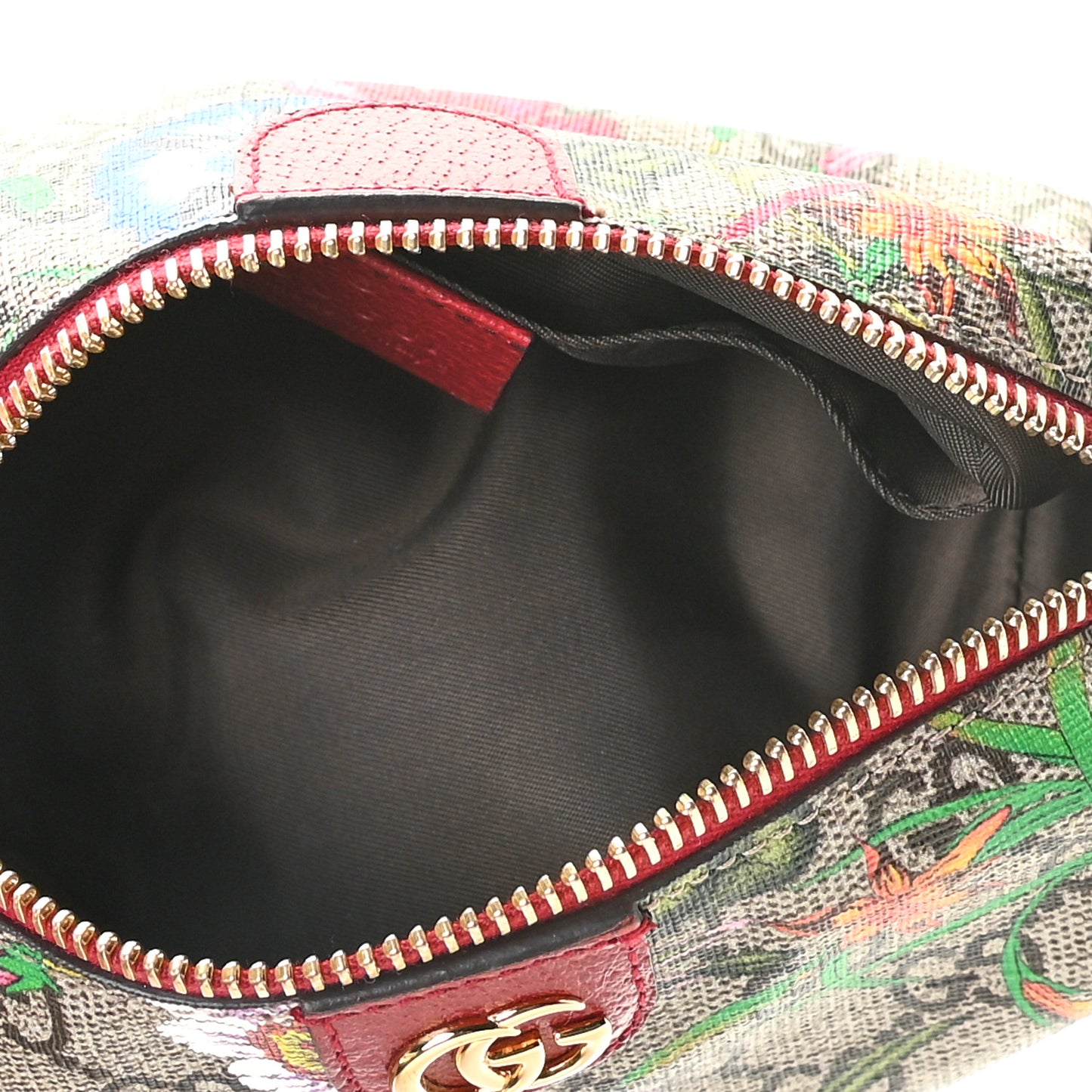 Soft GG Supreme Monogram Flora Calfskin Small Ophidia Cosmetic Case Beige Ebony Multicolor Rosso