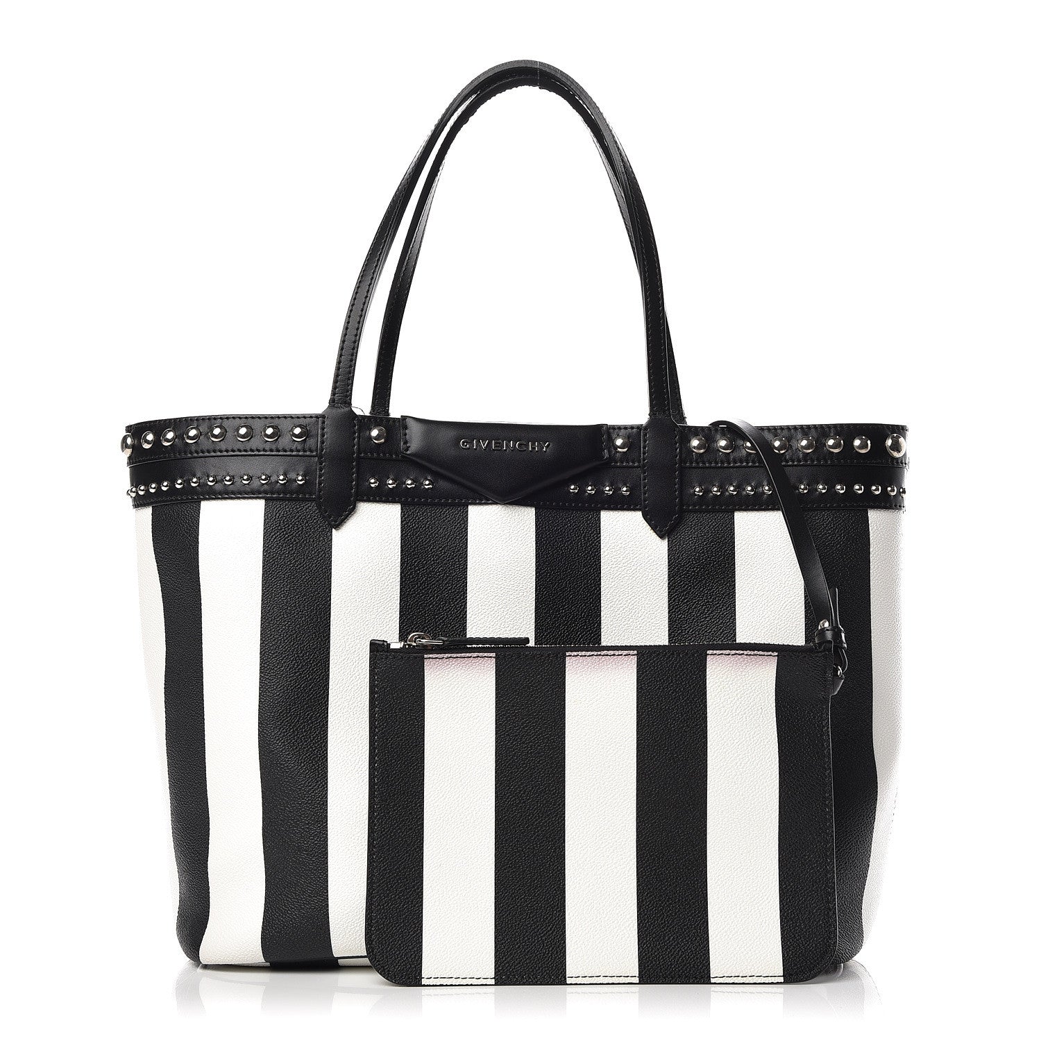 Givenchy Coated Canvas Striped Large Antigona Tote Black White 2 of 23