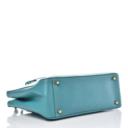 Prada Saffiano Galleria Small Double Zip Tote Turchese 4 of 9