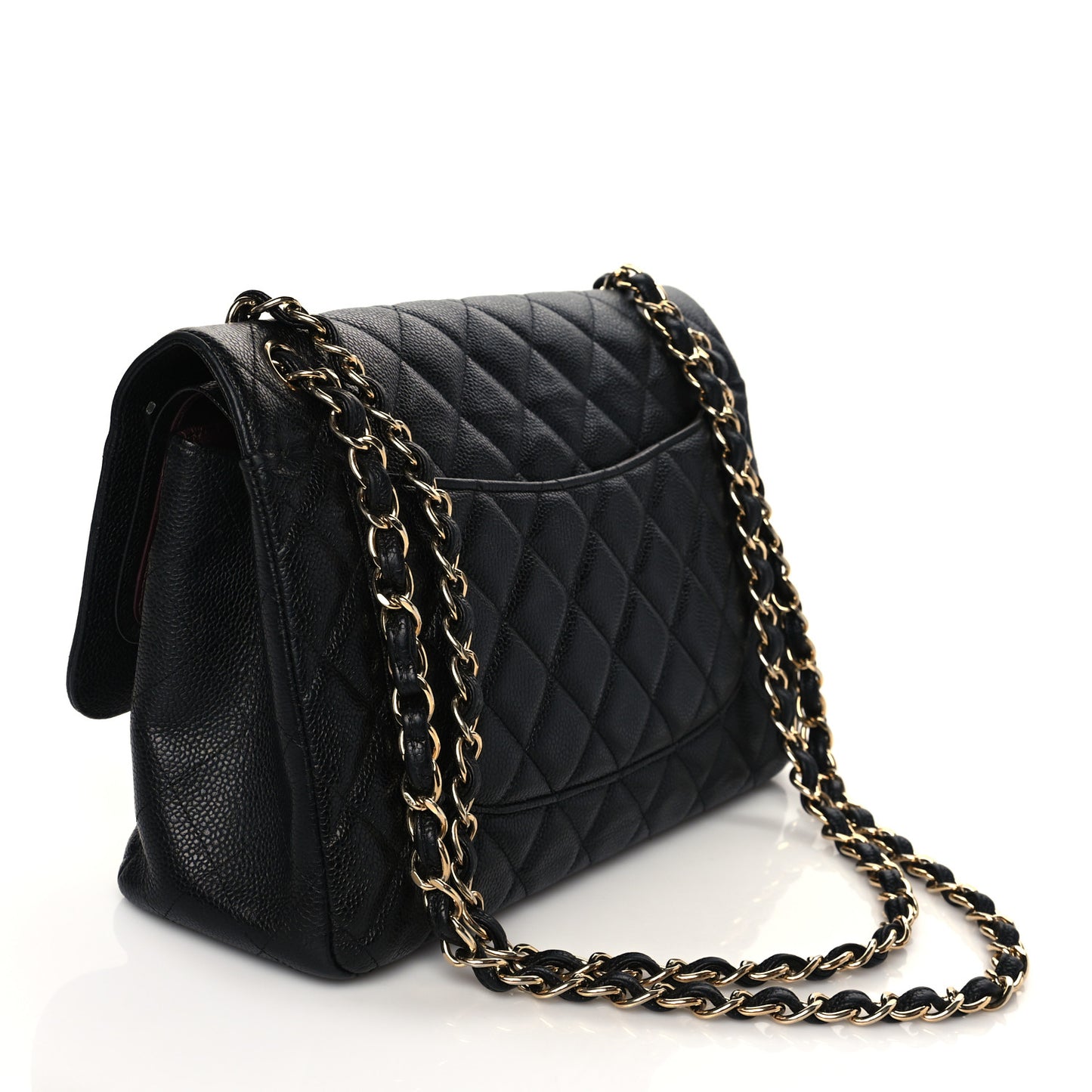Caviar Quilted Jumbo Double Flap Black