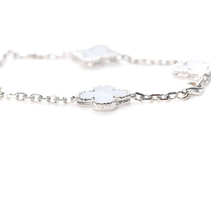 Van Cleef & Arpels 18K White Gold Chalcedony 5 Motifs Vintage Alhambra Bracelet 5 of 7