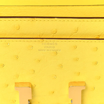 Hermes Ostrich Constance Long Wallet To Go Jaune Citron 6 of 11