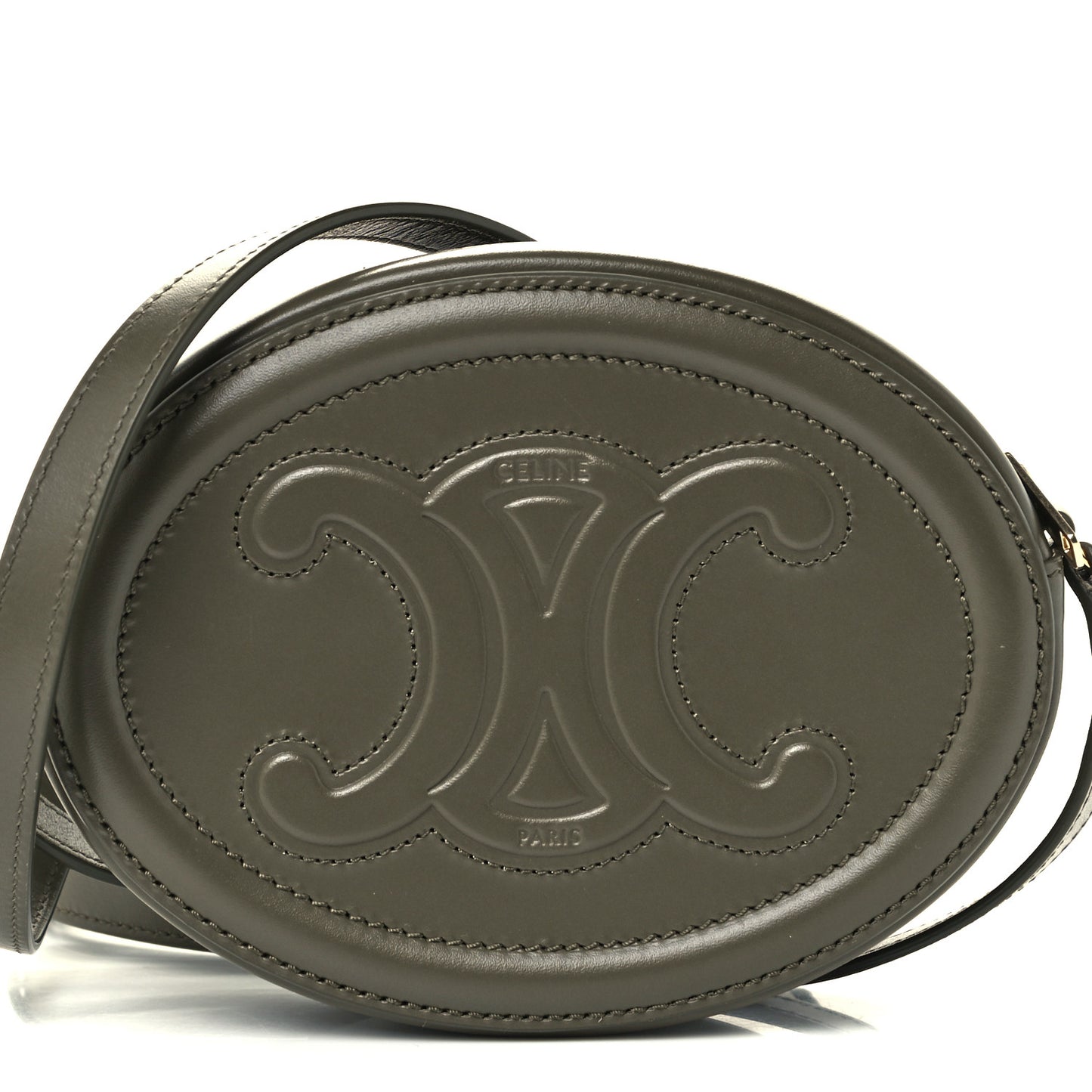 Smooth Calfskin Cuir Small Triomphe Oval Purse Crossbody Light Jade