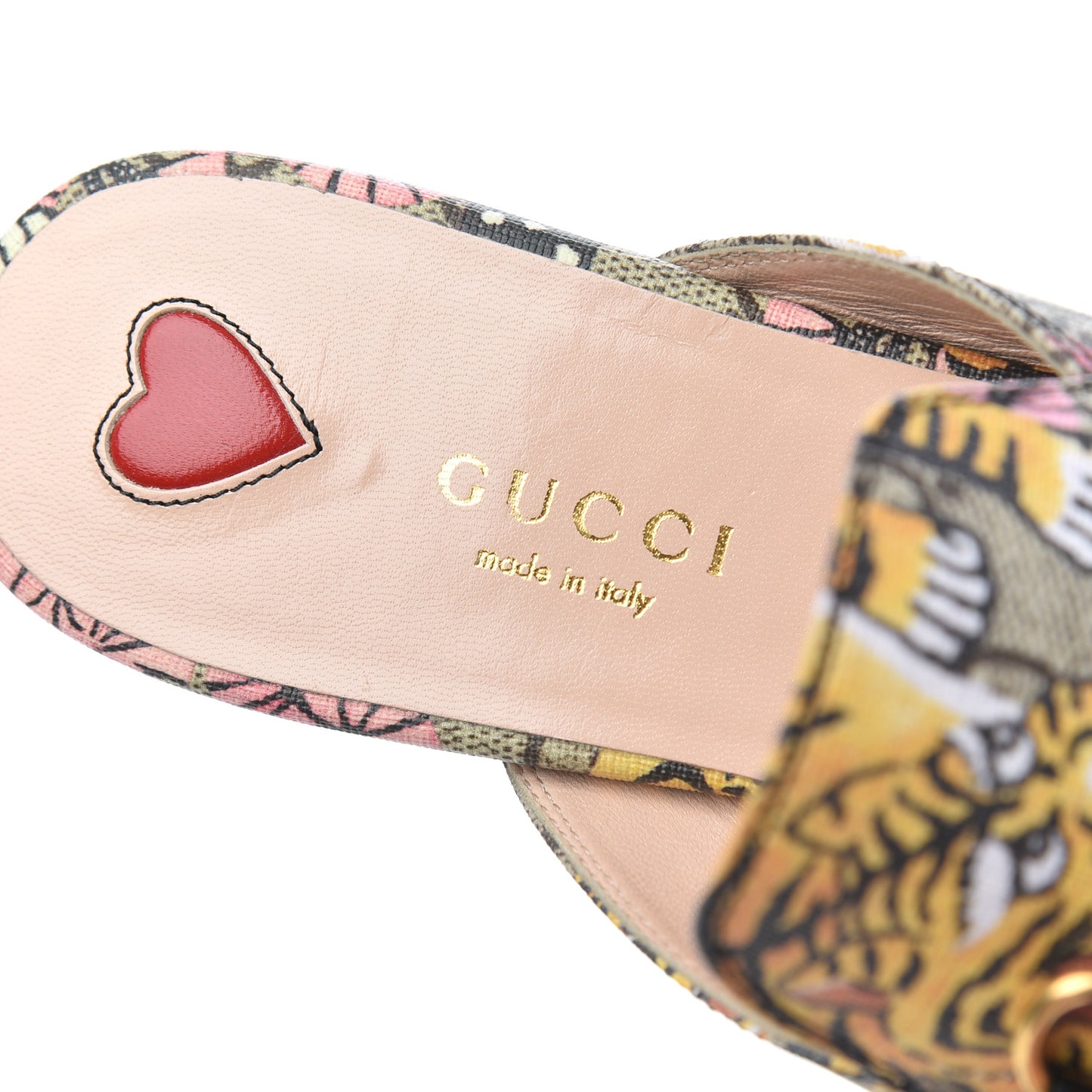 GG Supreme Monogram Bengal Womens Princetown Slippers 36.5 Beige Crop Pink