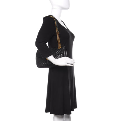 Gucci Calfskin Matelasse Small GG Marmont Shoulder Bag Black 3 of 14