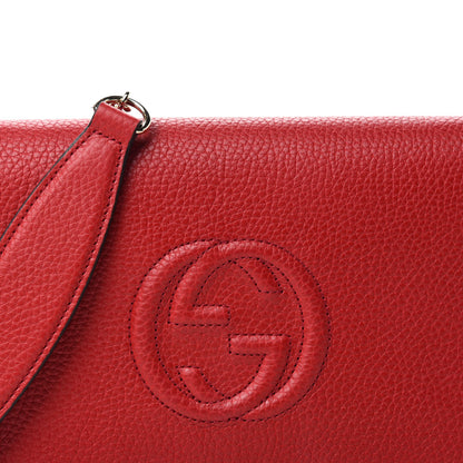 Gucci Pebbled Calfskin Soho Wallet on Chain Hibiscus Red 9 of 10