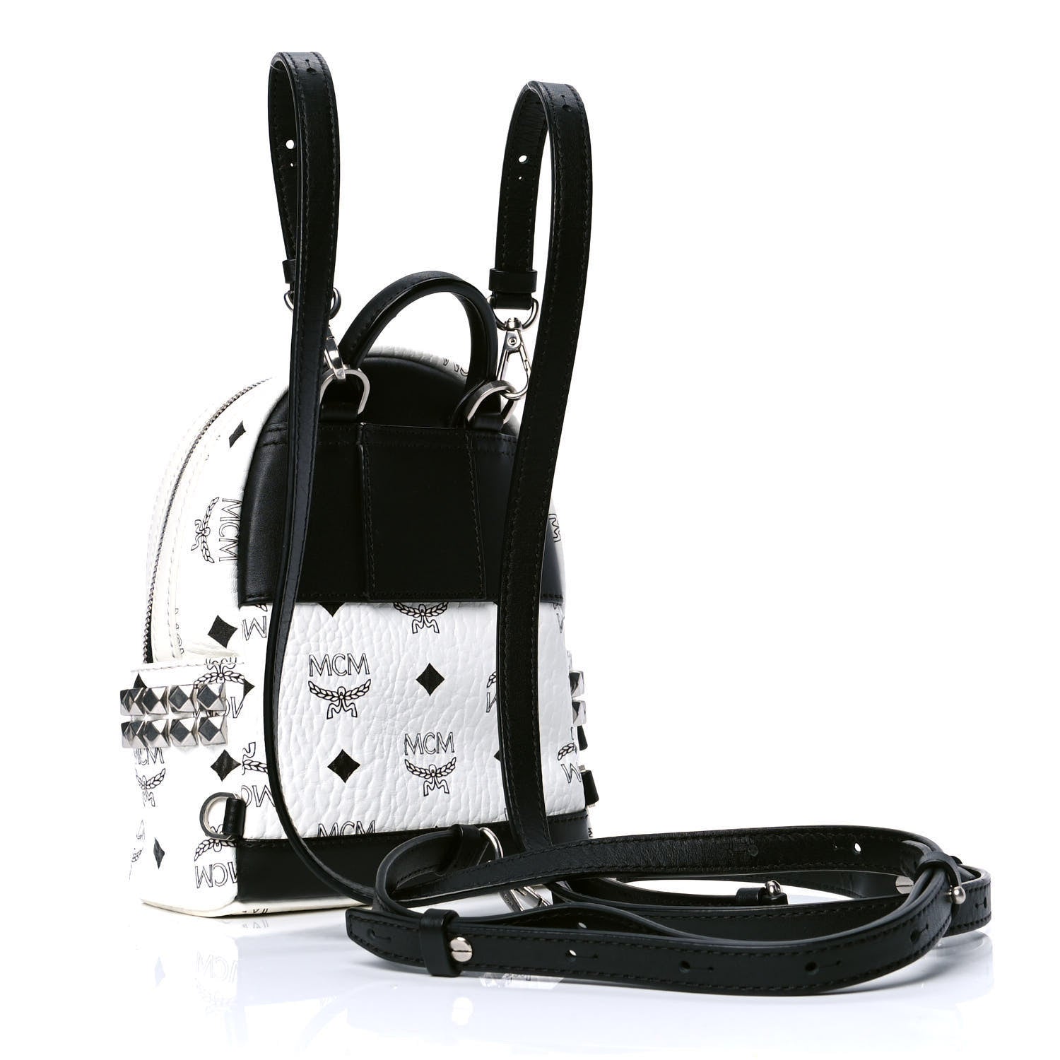 MCM Visetos Studded X-Mini Bebe Boo Backpack White 2 of 4