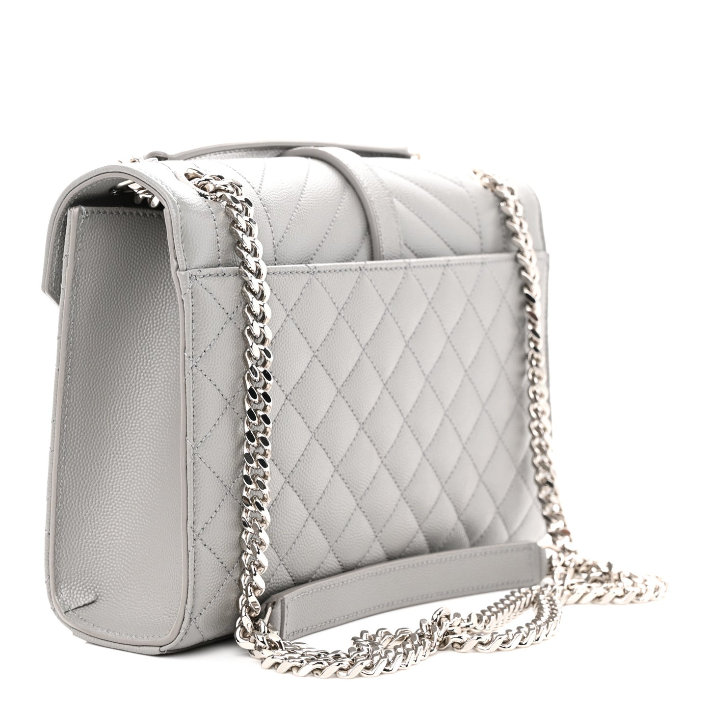 Grain De Poudre Textured Mixed Matelasse Medium Triquilt Monogram Satchel New Stone