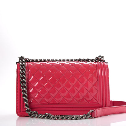 Chanel Patent Quilted Medium Boy Flap Pink 4 of 8
