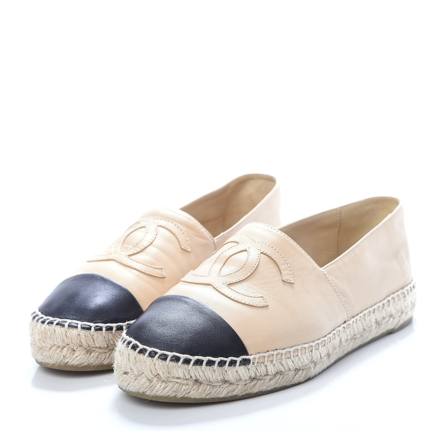 Lambskin CC Espadrilles 38 Beige Black