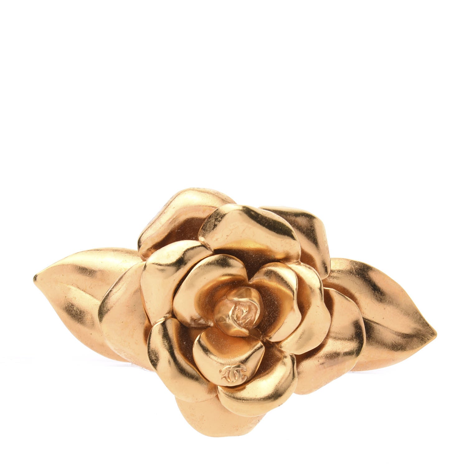 Chanel CC Rose Hair Clip Barette Gold 1 of 10
