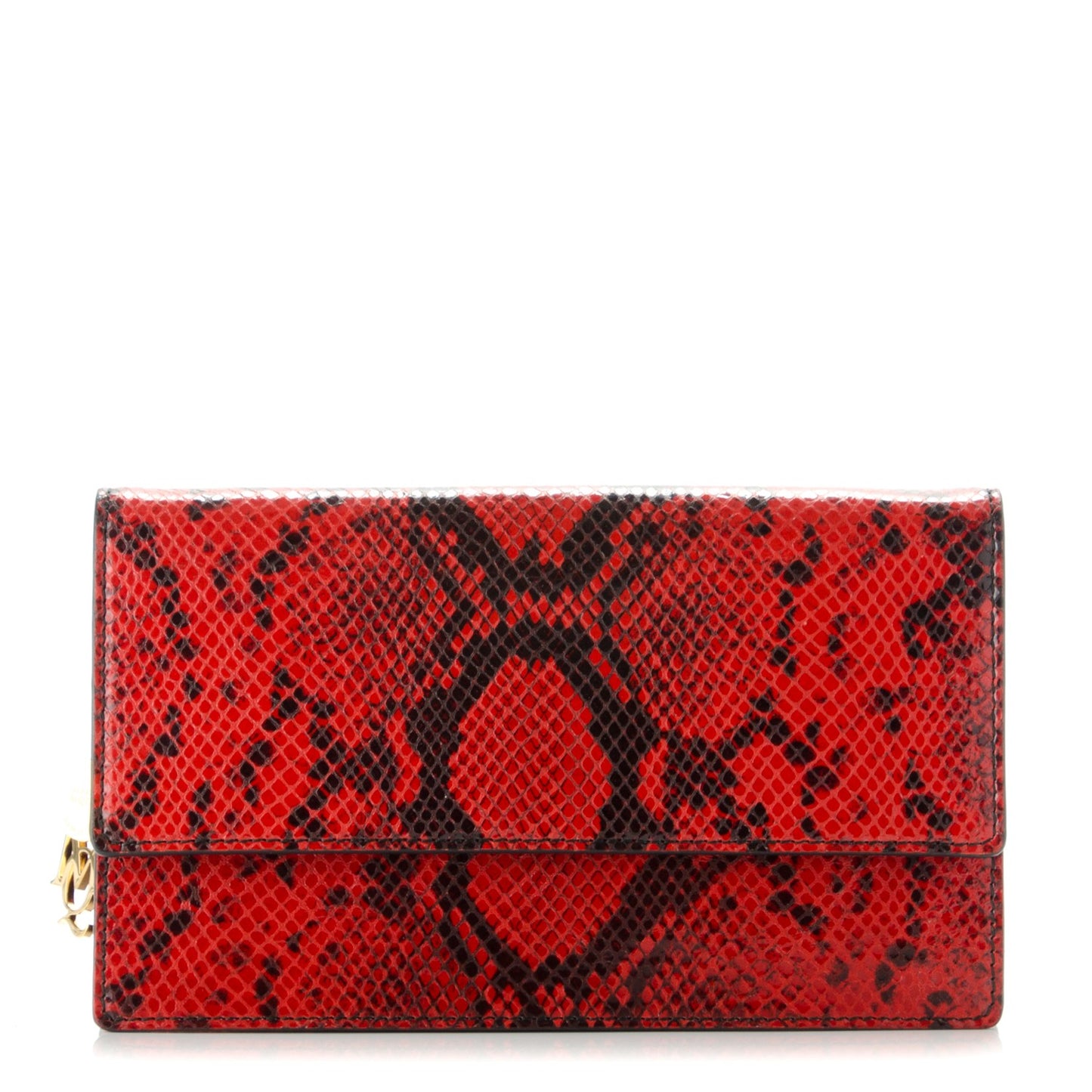 Python Insignia Crossbody Chain Clutch China Red