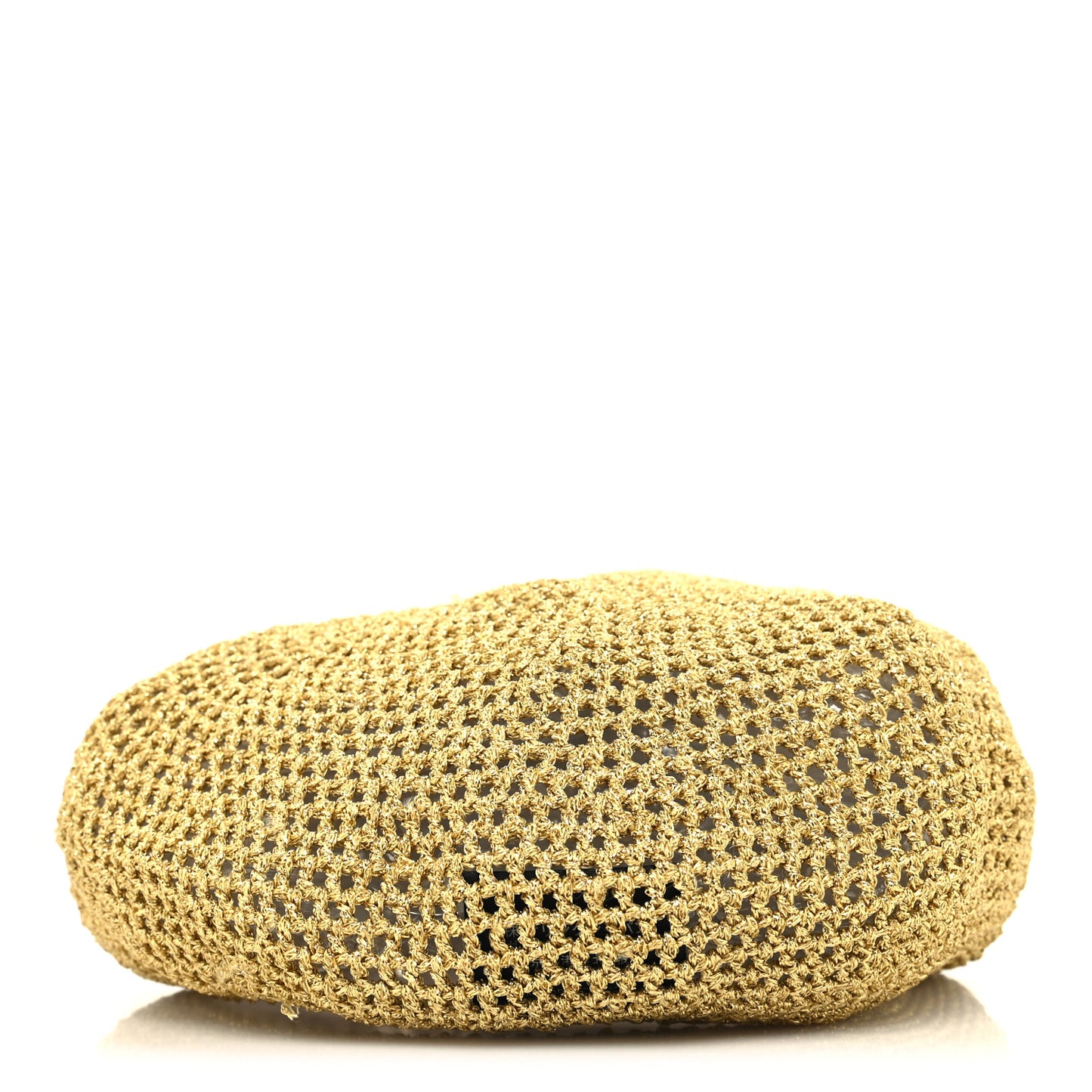 Metallic Crochet Knit Thelma Beret Hat Gold