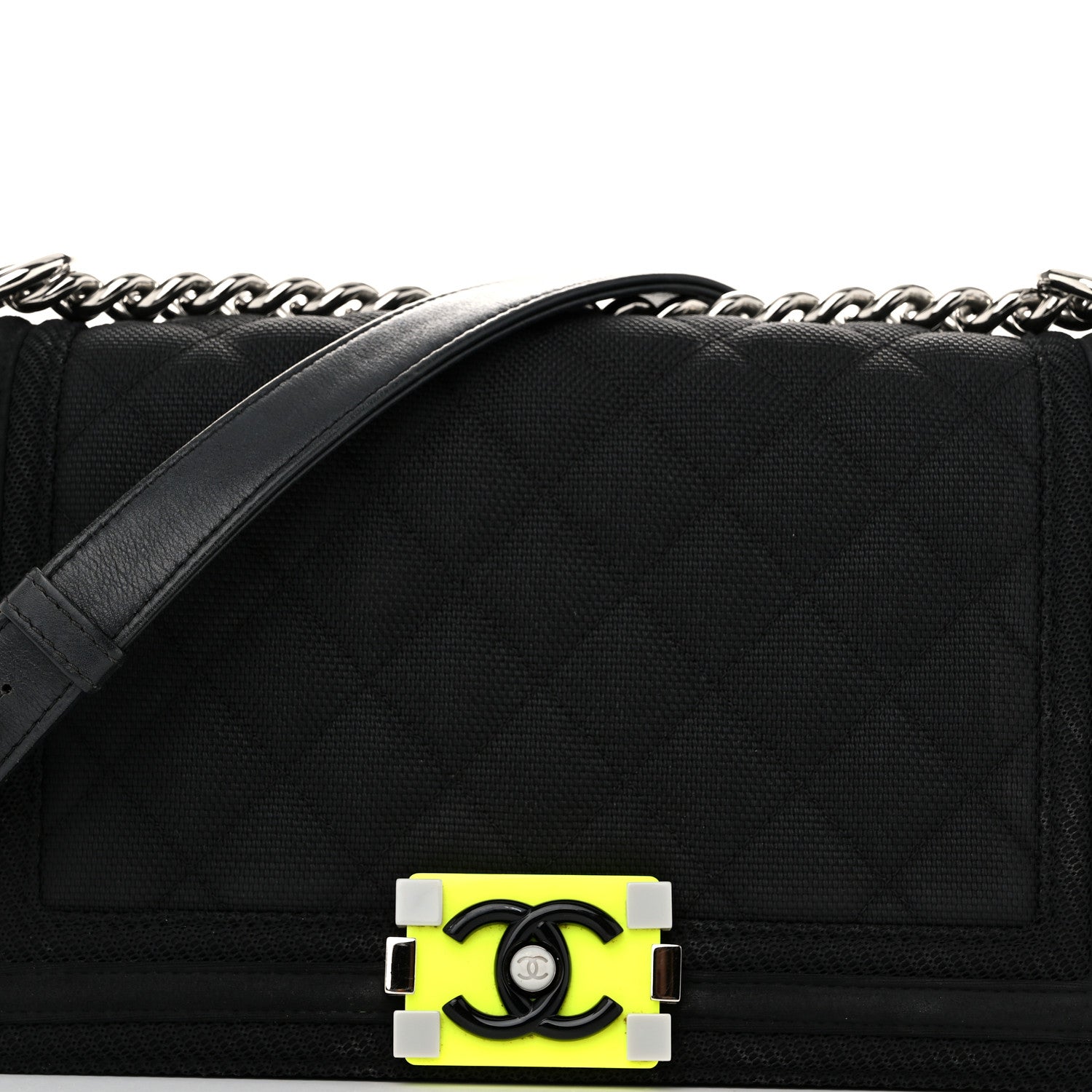 Chanel Canvas Quilted Medium Fluo Boy Flap Black 8 of 10