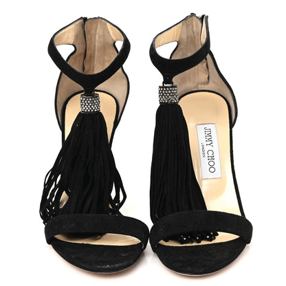 Jimmy Choo Suede Viola Tassel Sandals 37 Black 2 of 8