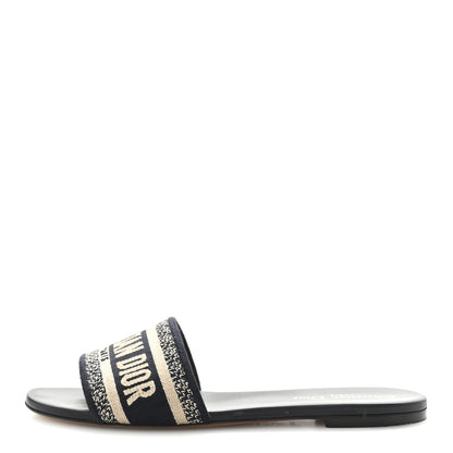 Christian Dior Canvas Embroidered Dway Mules Slide Sandals 39 Deep Blue 1 of 11