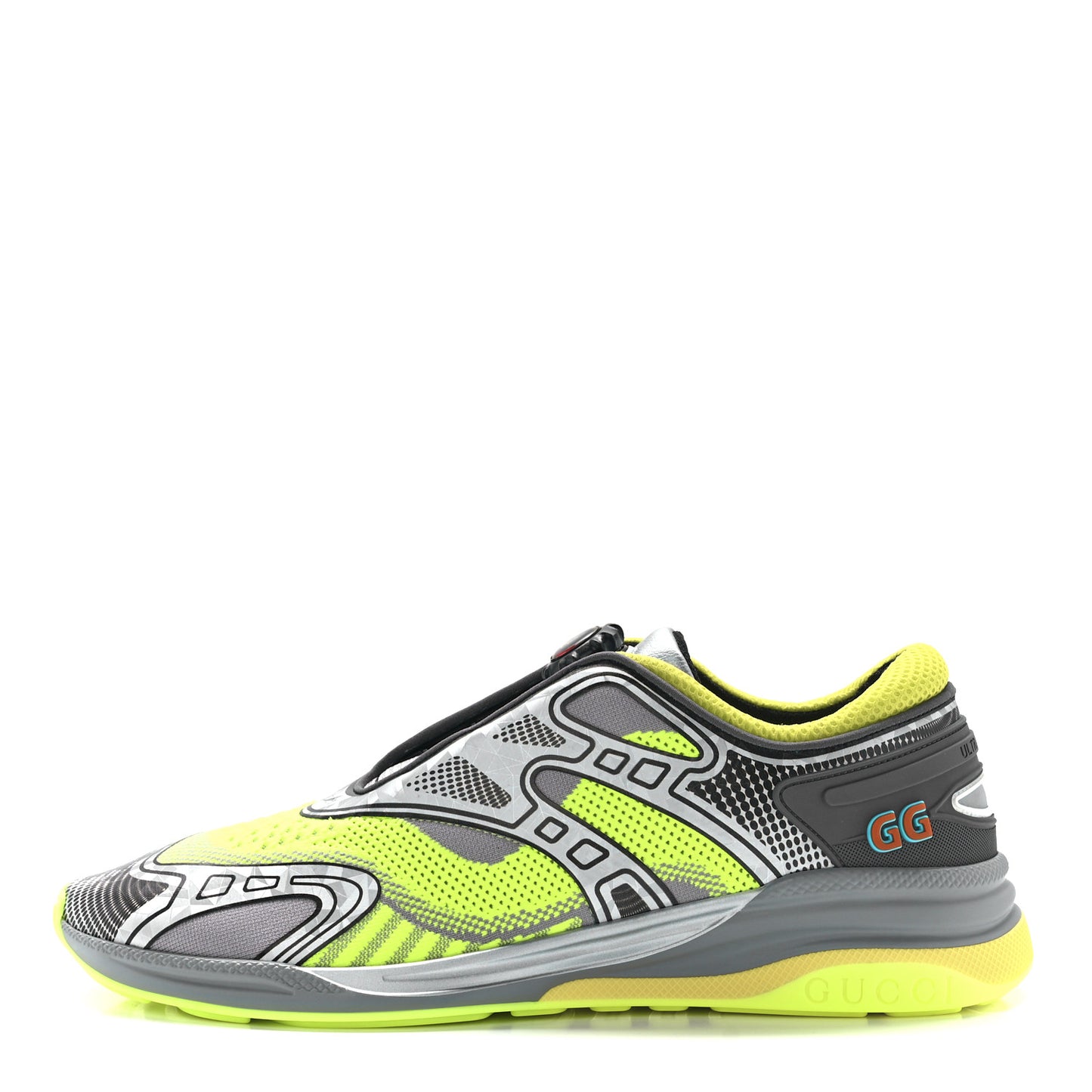 Fabric Mens Ultrapace R Mid Top Sneakers 10 Grey Neon Yellow Silver Loess