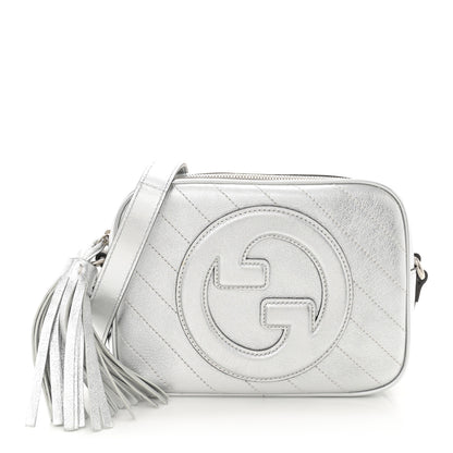 Gucci Metallic Sakai Be Green Calfskin Diagonal Stitched Small Blondie Shoulder Bag Silver 1 of 10