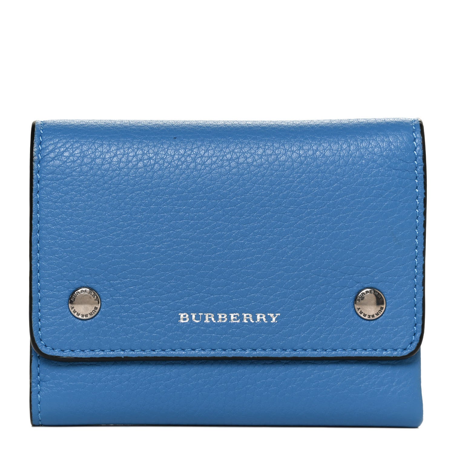 Burberry Grained Calfskin Tri-Fold Compact Wallet Blue 1 of 11