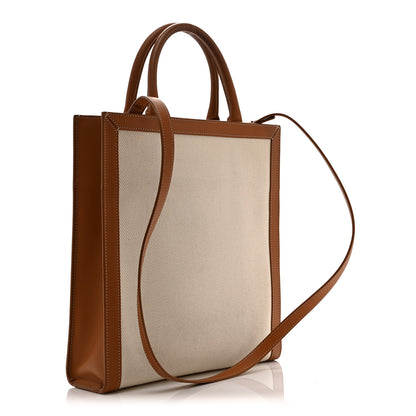 Celine Canvas Calfskin Small Vertical Cabas Natural Tan 3 of 10