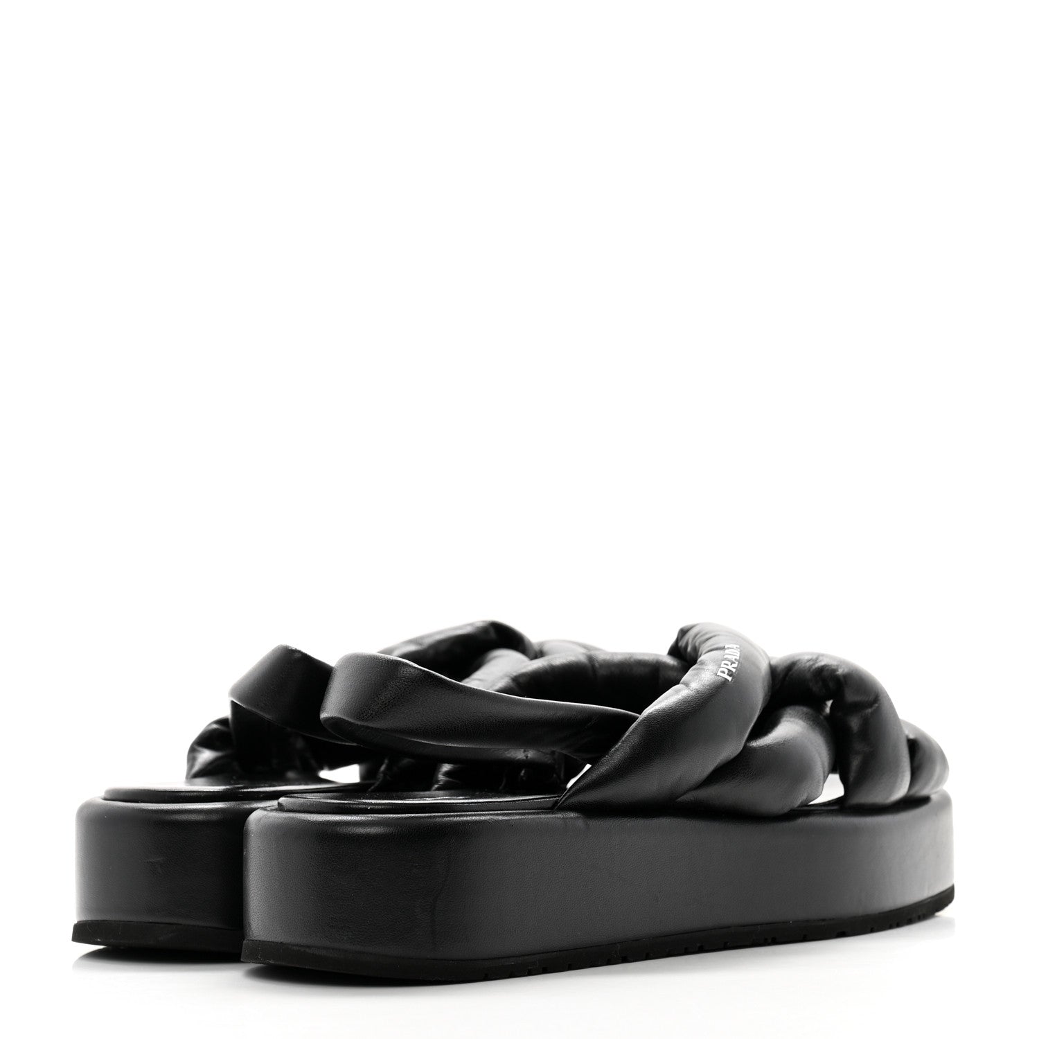 Prada Nappa Padded Blow 20mm Slingback Sandals 38 Black 4 of 10