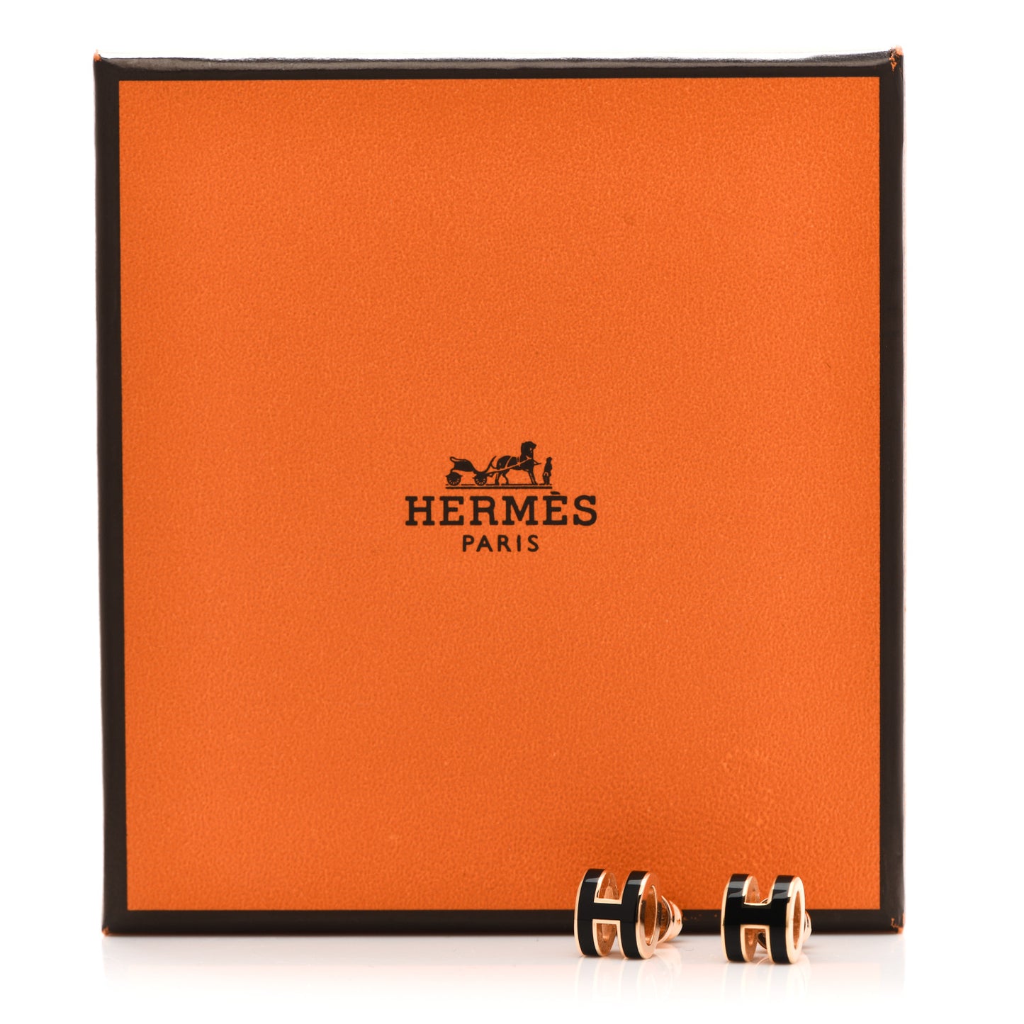 Rose Gold Lacquered Pop H Earrings Black
