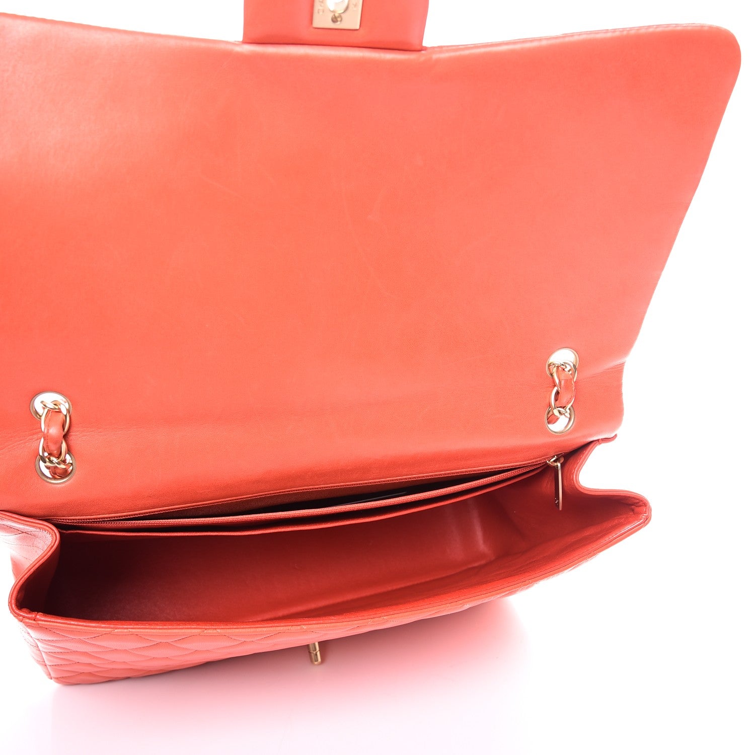 Chanel Lambskin Quilted Maxi Single Flap Light Red 5 of 10