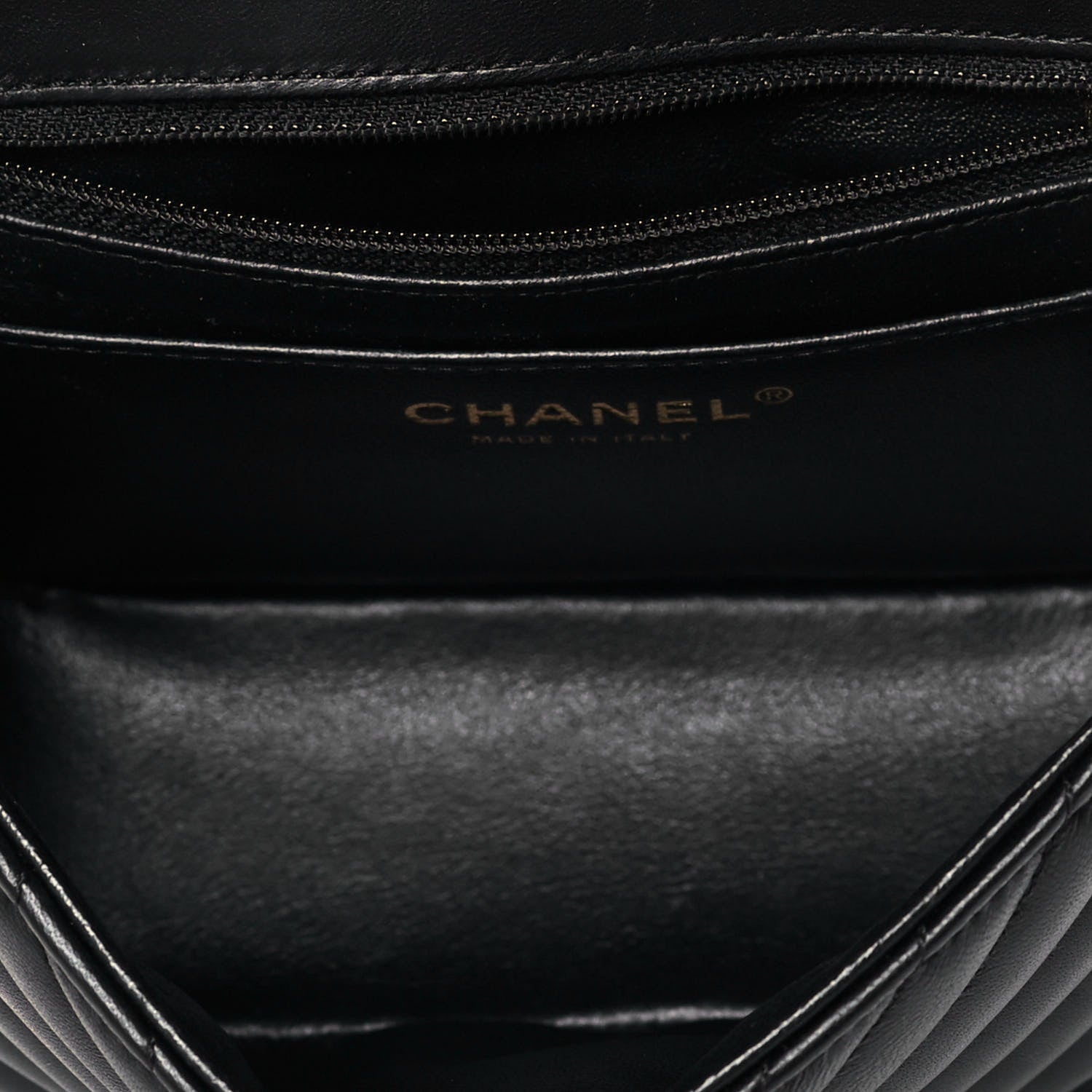 Chanel Lambskin Chevron Quilted Mini Square Flap Black 5 of 13