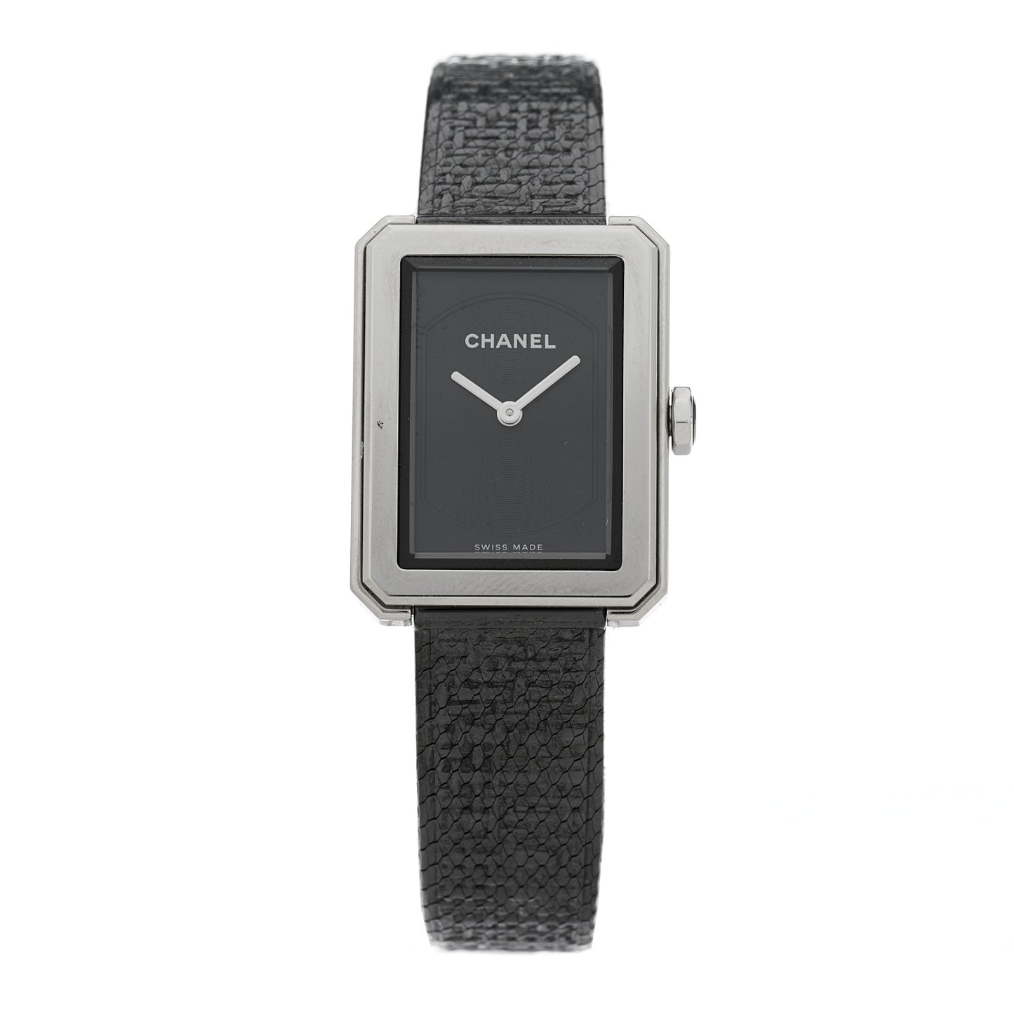 Stainless Steel Calfskin 21mm Boy-Friend Tweed Quartz Watch Black