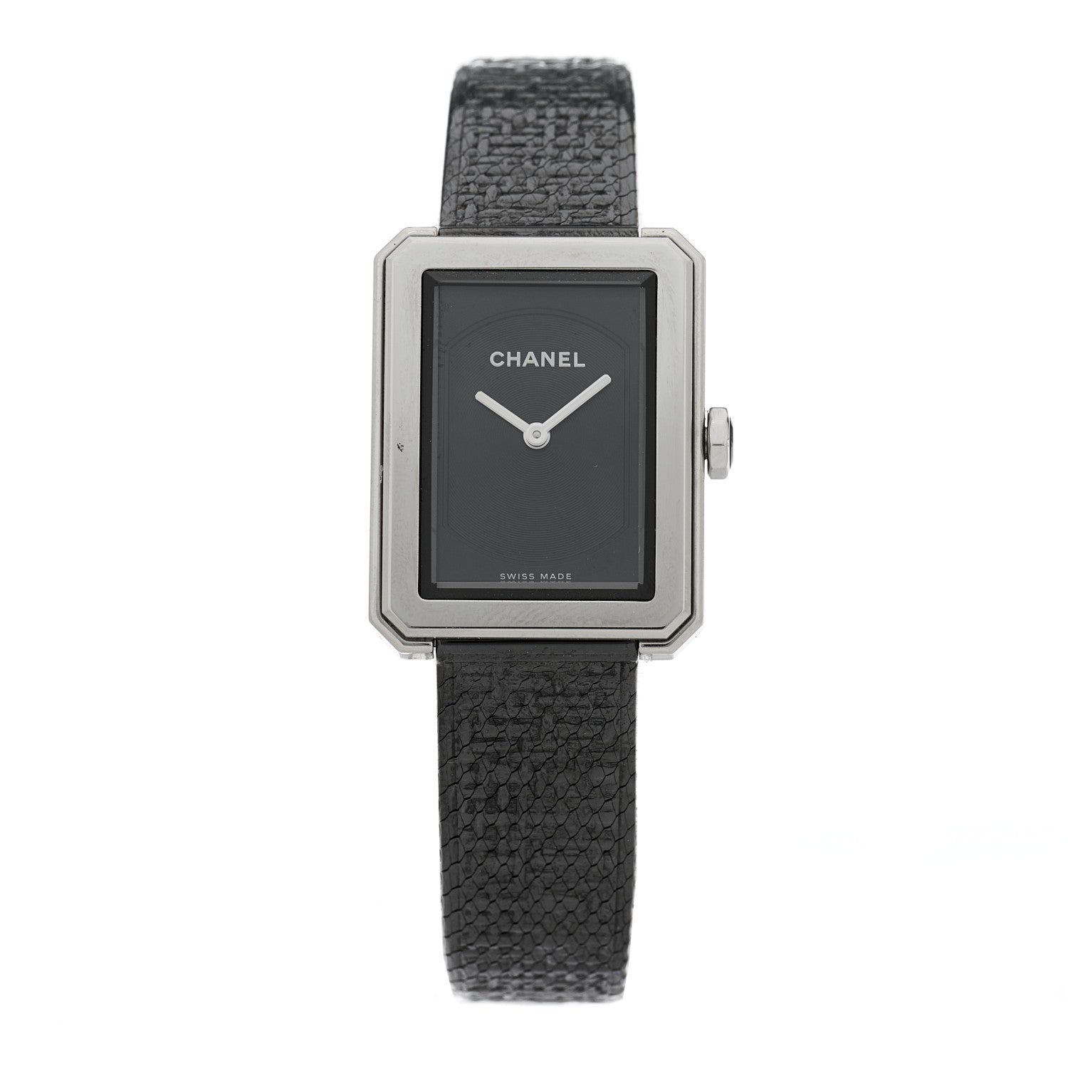 Chanel Stainless Steel Calfskin 21mm Boy-Friend Tweed Quartz Watch Black 1 of 4