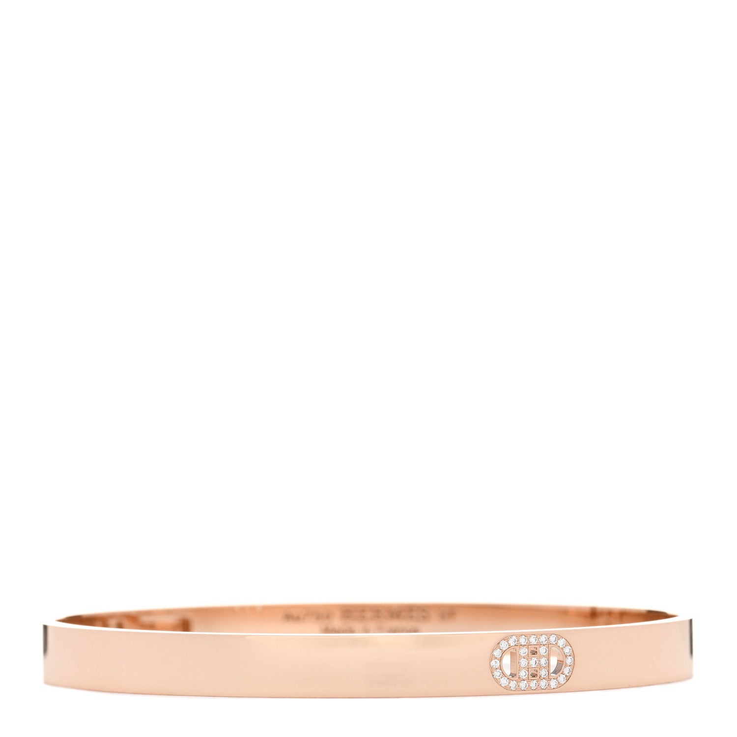 Hermes 18K Rose Gold Diamond PM H D'Ancre Bracelet ST 1 of 4