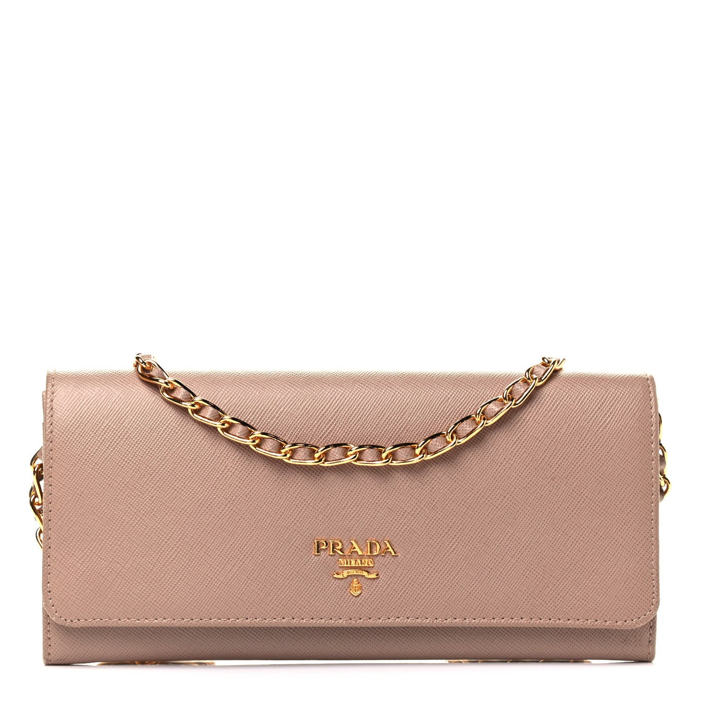 Saffiano Metal Oro Chain Wallet Cammeo