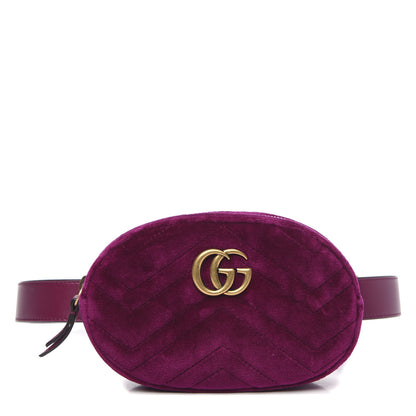 Gucci Velvet Matelasse GG Marmont Belt Bag 85 34 Fuchsia Violet Cyclamen 1 of 10