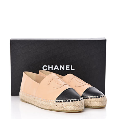 Chanel Lambskin CC Espadrilles 37 Beige Black 10 of 10