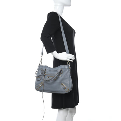 Balenciaga Chevre Gold Metallic Edge Hardware Town Bleu Acier 3 of 10