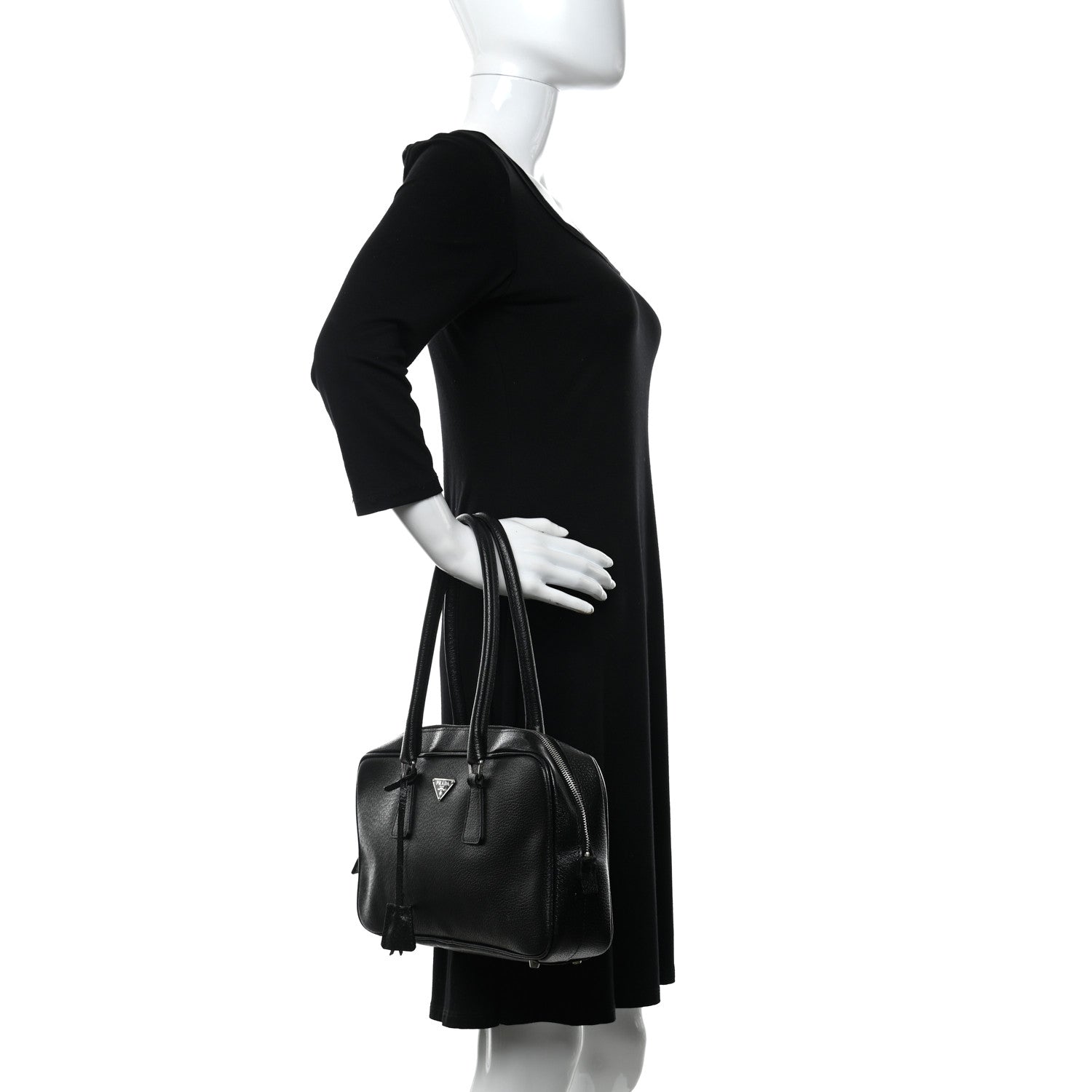 Prada Calfskin Bauletto Black 2 of 15