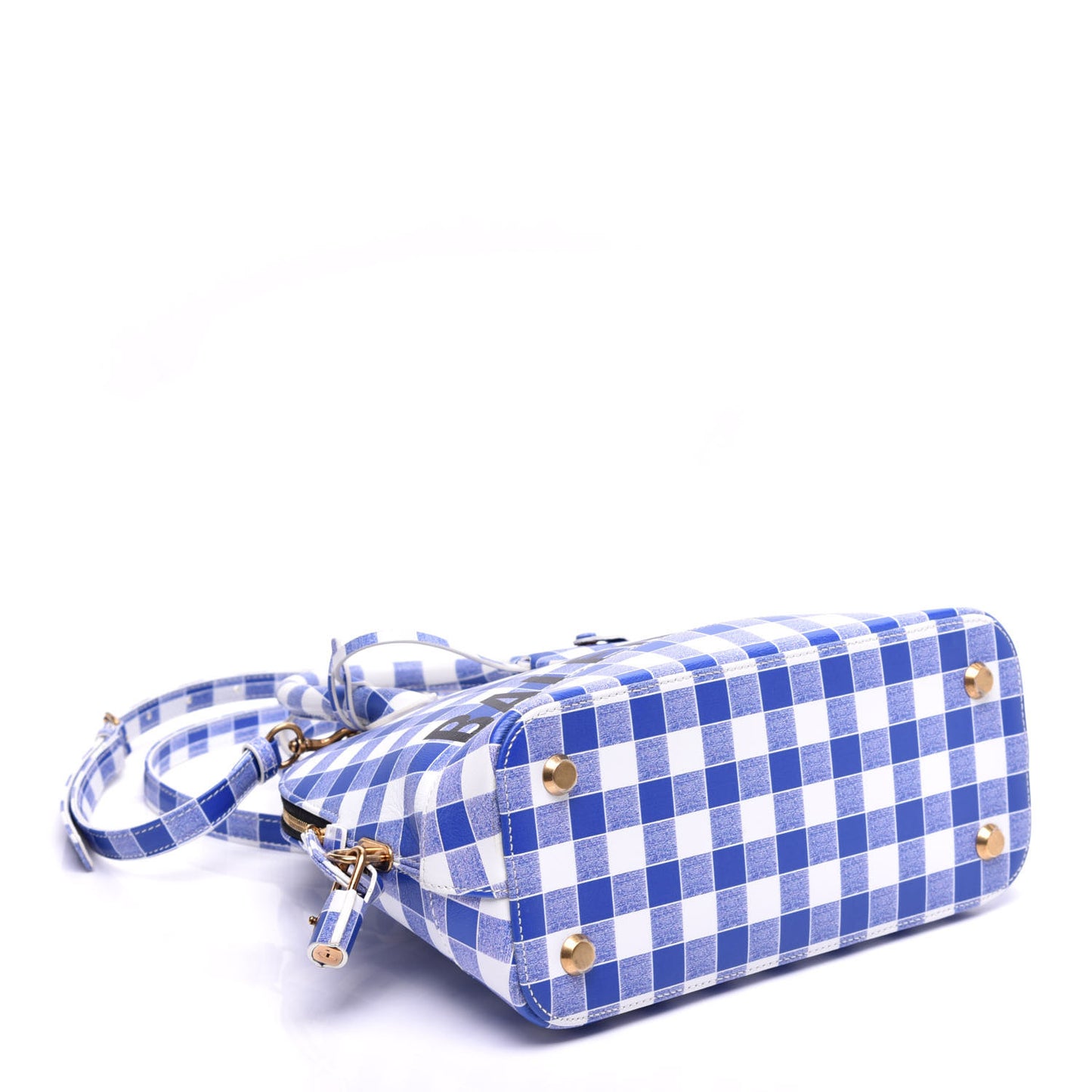 Calfskin Checked S Ville Top Handle Bag Bleu