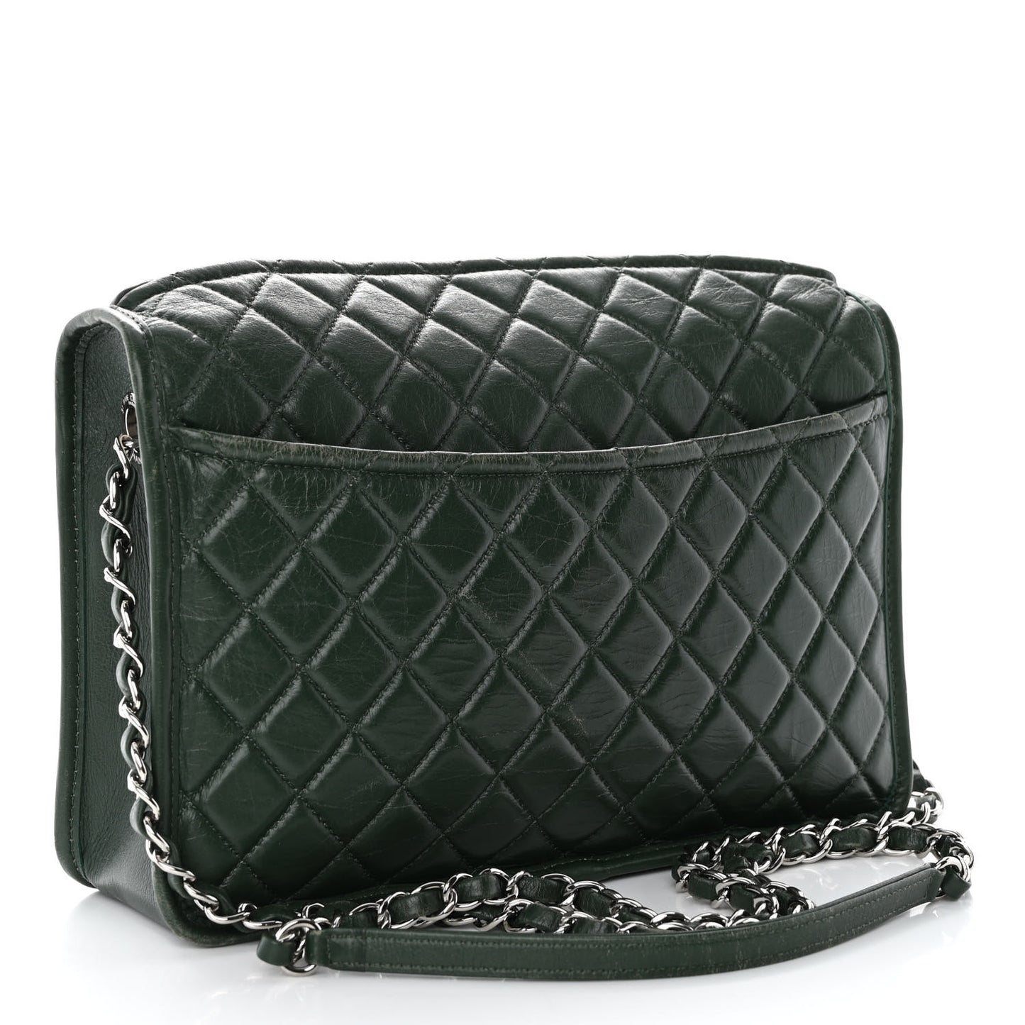 Aged Calfskin Quilted Large Working Vibe Camera Case Khaki