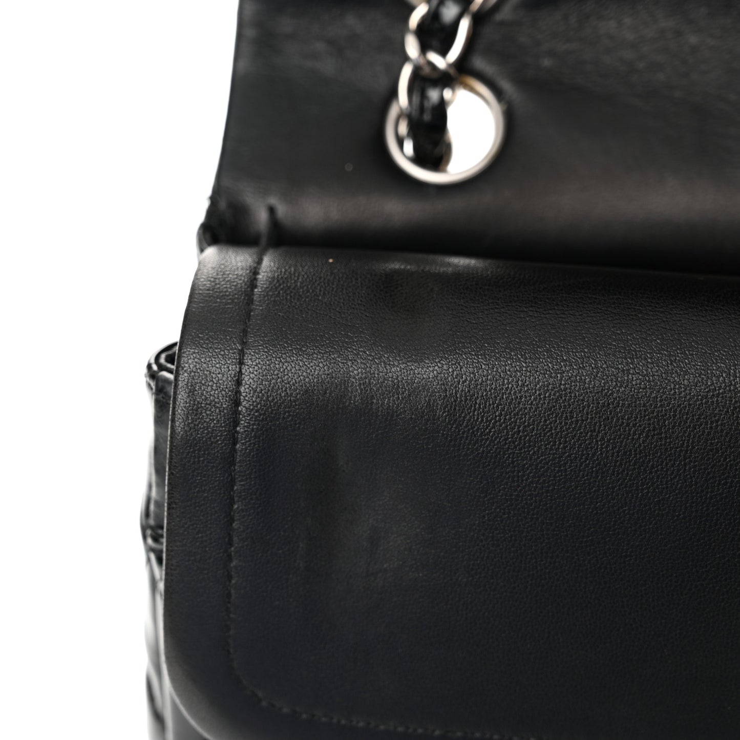 Patent Quilted Medium Double Flap Black